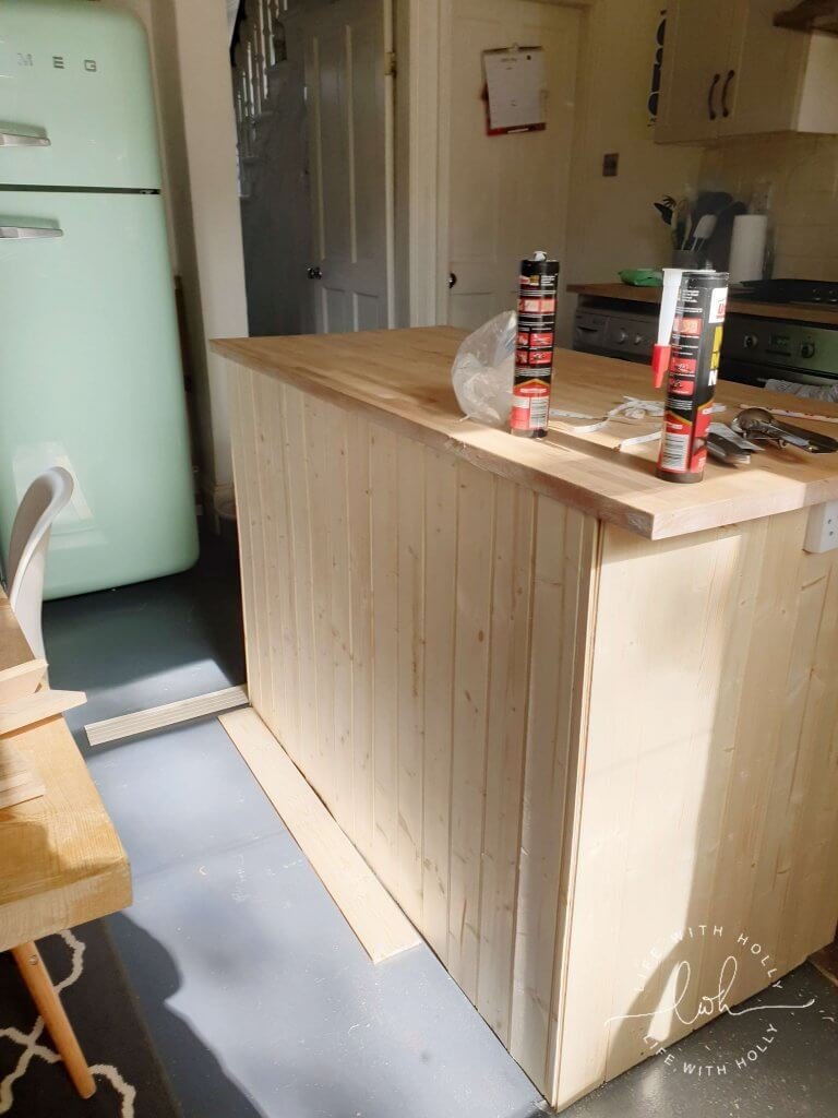 Grey Country kitchen wood panelling tutorial by Life with Holly 