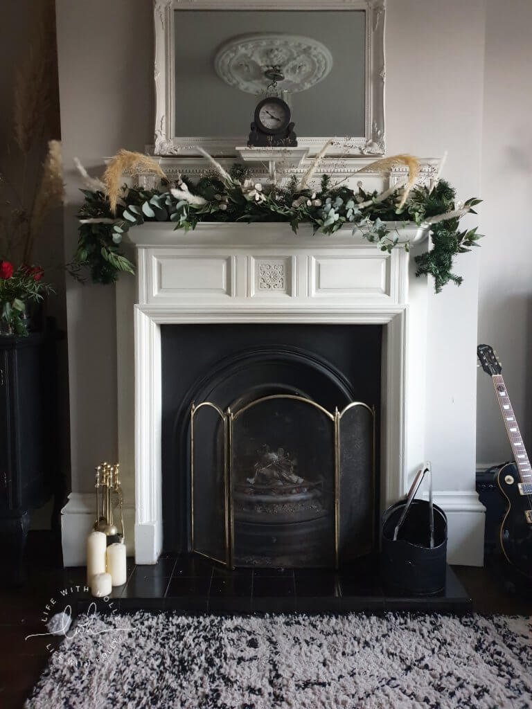  Christmas-Mantelpiece-Garland-with-Faux-Foliage-Tutorial-by-Life-with-Holly - Victorian Fireplace at Christmas