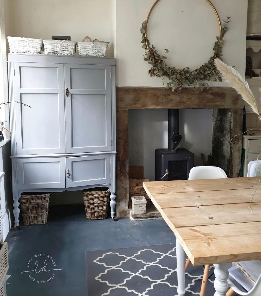 Grey Pantry Cupboard in Victorian Kitchen by Life with Holly 2020 House Goals