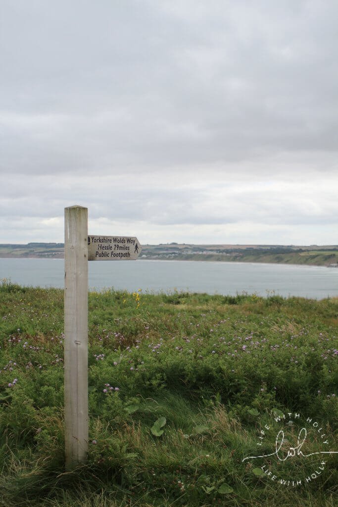 Yorkshire Wolds Way sign post, Filey