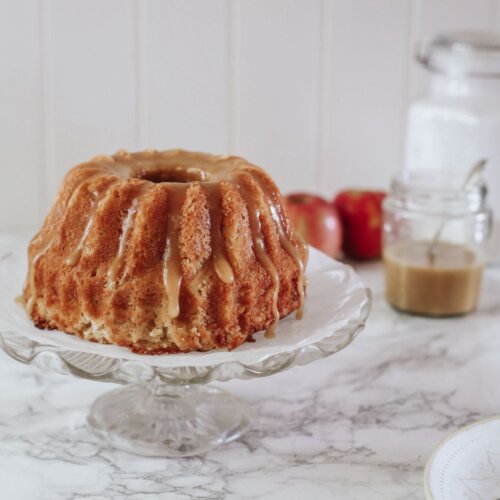 apple cake with a toffee glaze