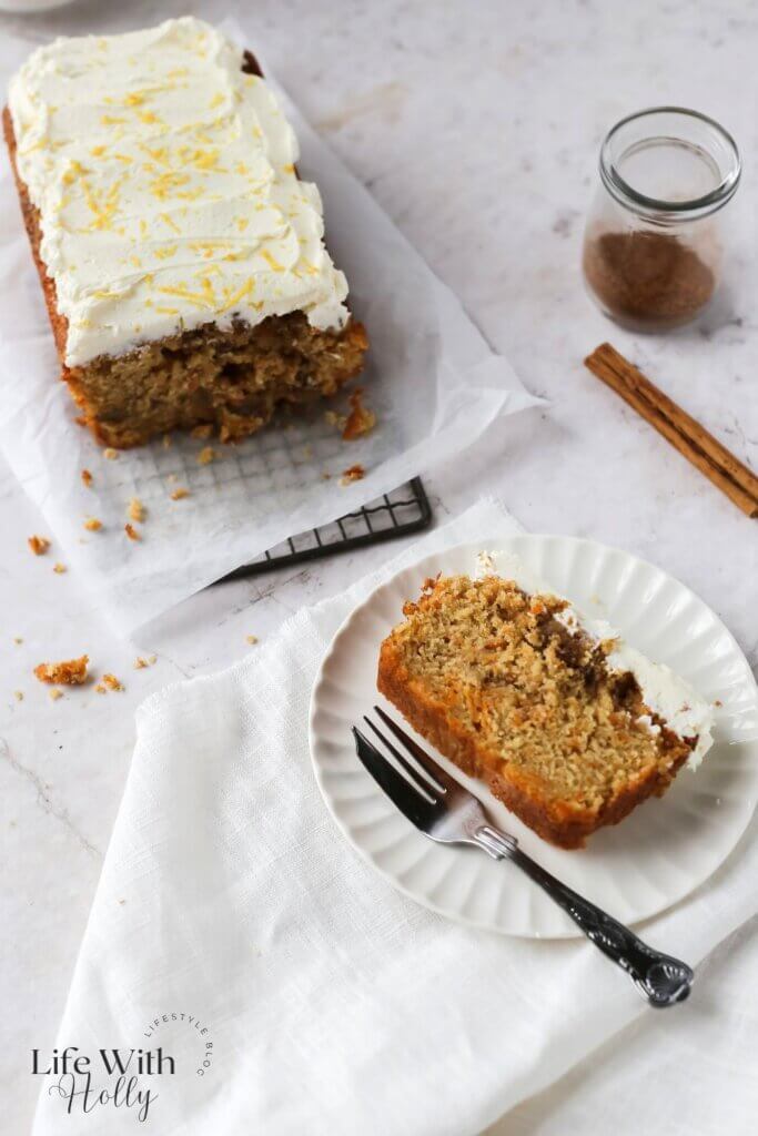 Carrot and Walnut Loaf Cake with Lemon Buttercream Frosting