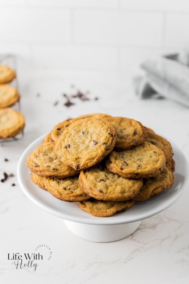 A pile of choc chip cookies