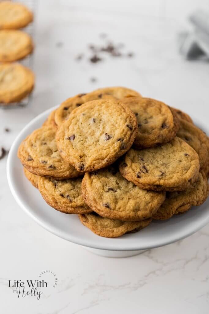 A pile of choc chip cookies