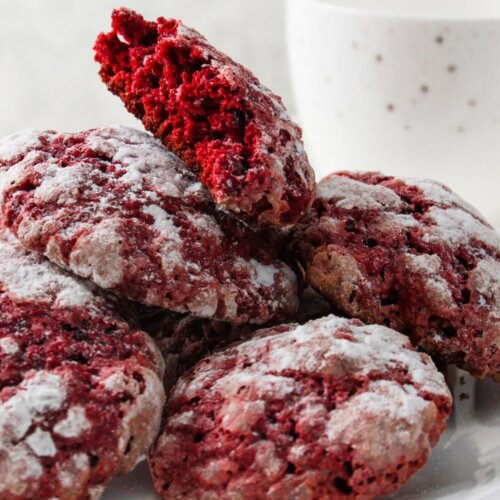 Red velvet crinkle cookies