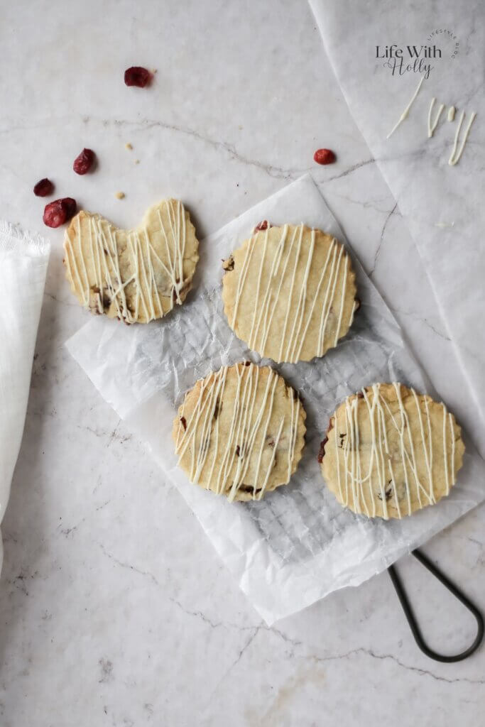 Cranberry white chocolate shortbread
