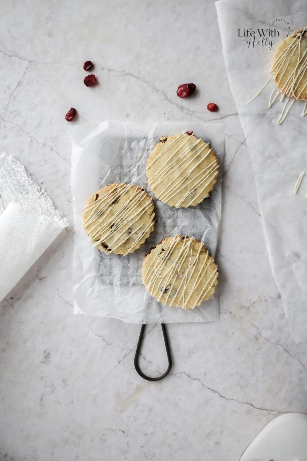 Cranberry white chocolate shortbread