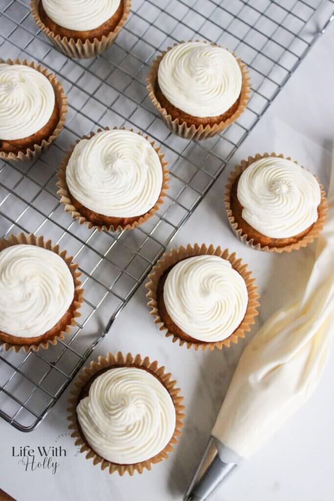 A pumpkin spice cupcake with brown butter icing
