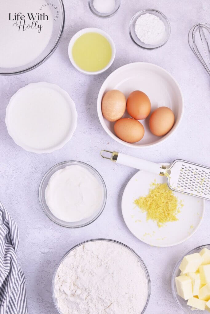 Mini lemon bundt cake ingredients