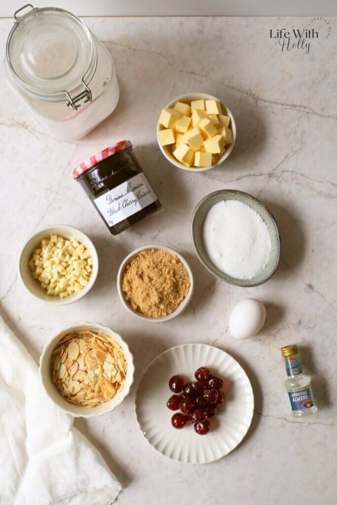 Cherry Bakewell Blondies ingredients