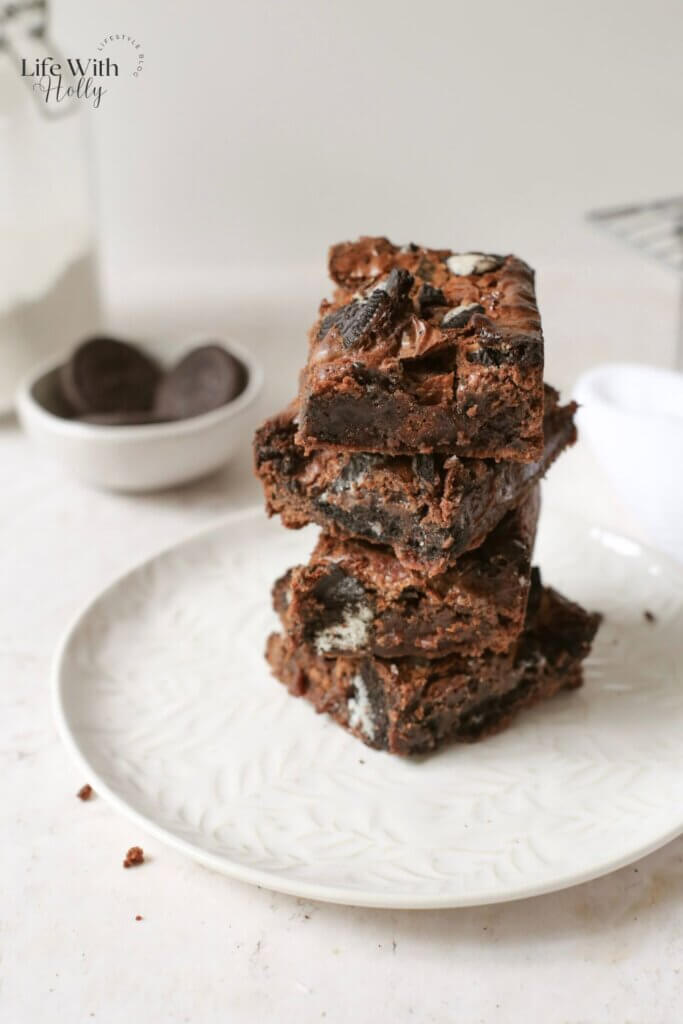 A stack of Oreo Brownies