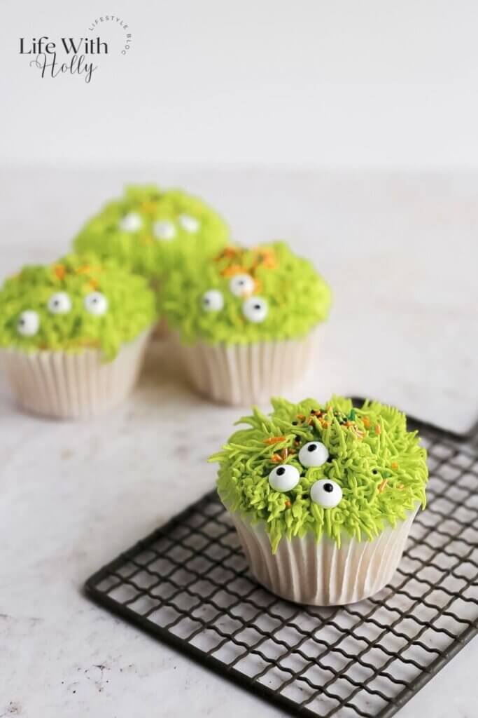 green monster cupcakes for Halloween