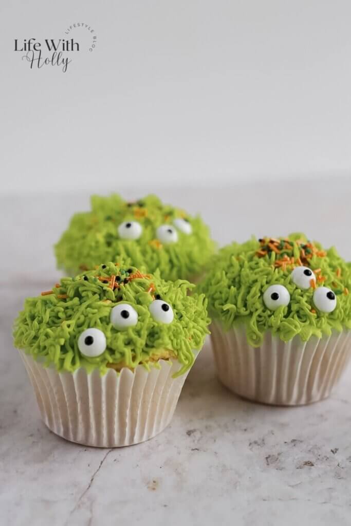 green monster cupcakes for Halloween