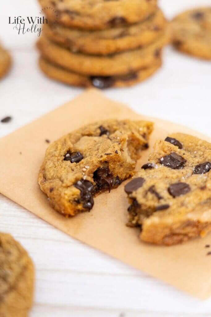 Brown Butter Salted Toffee Choc Chip Cookies