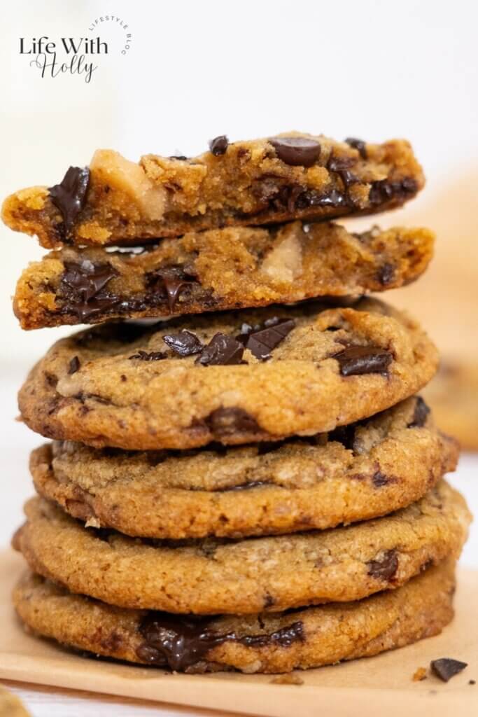 Brown Butter Salted Toffee Choc Chip Cookies