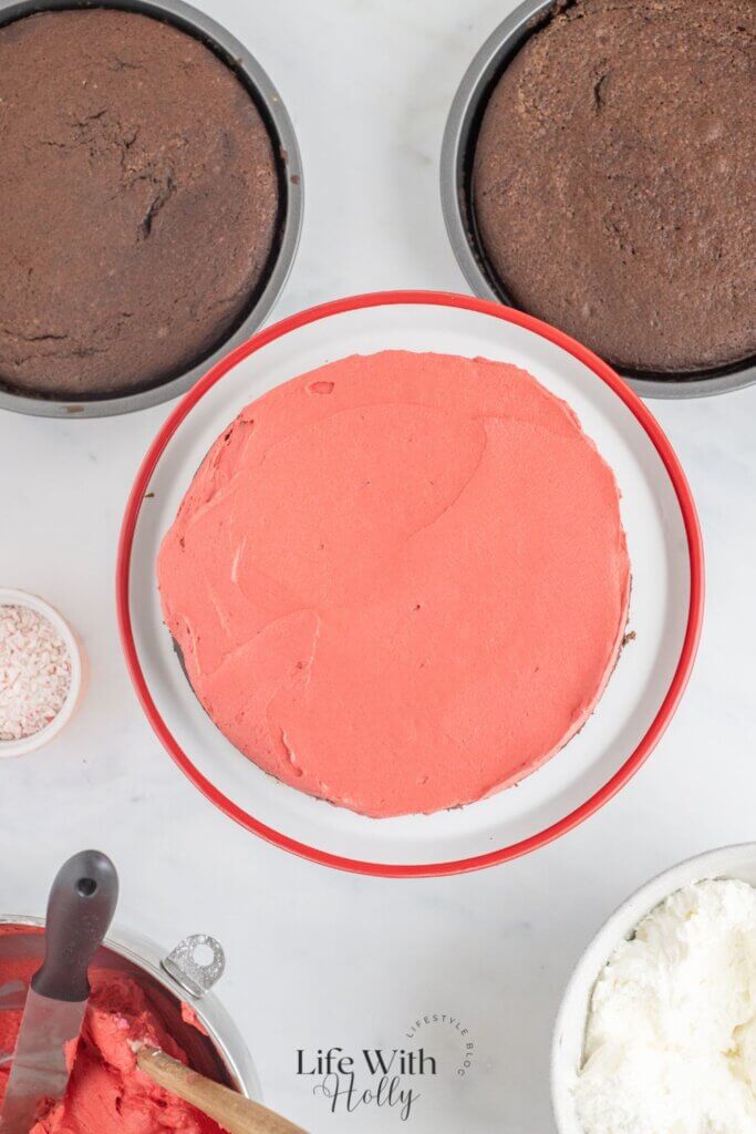 Inside Chocolate peppermint layer cake