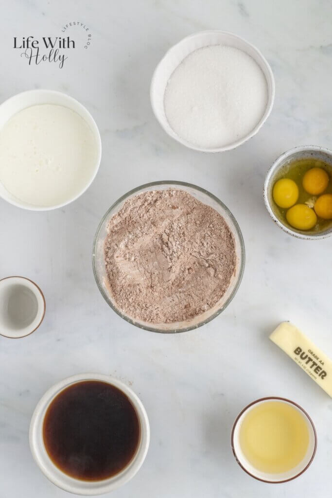 Process shot for Chocolate peppermint layer cake