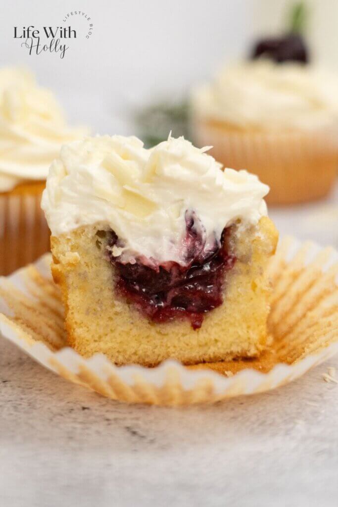 White chocolate cherry cupcakes