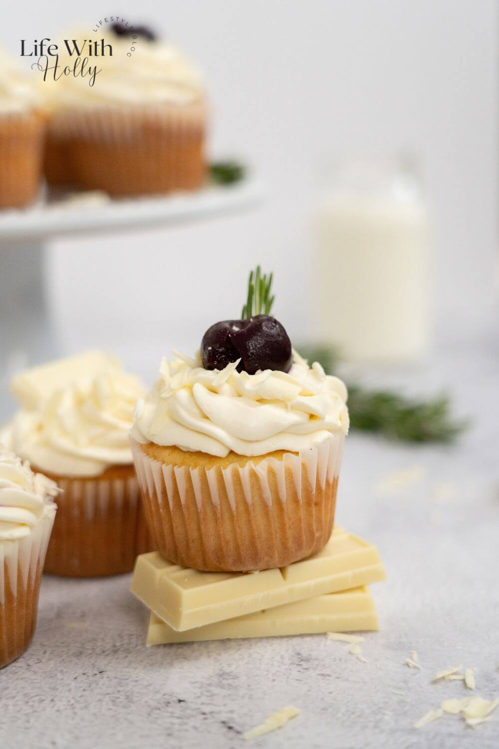 White chocolate cherry cupcakes