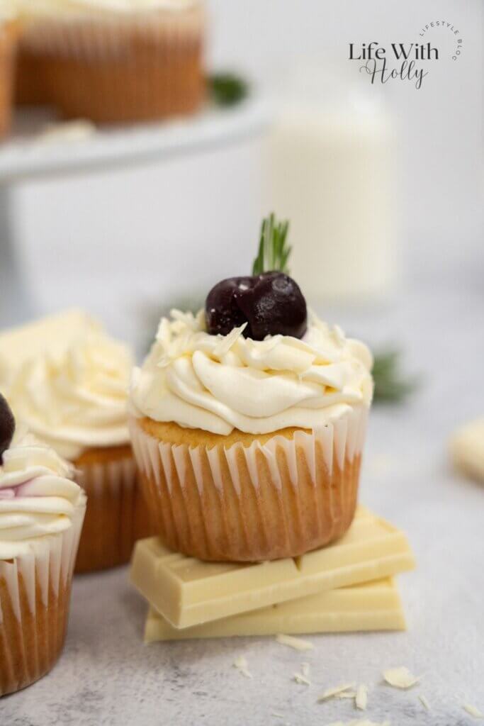 White chocolate cherry cupcakes