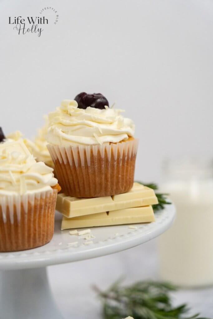 White chocolate cherry cupcakes
