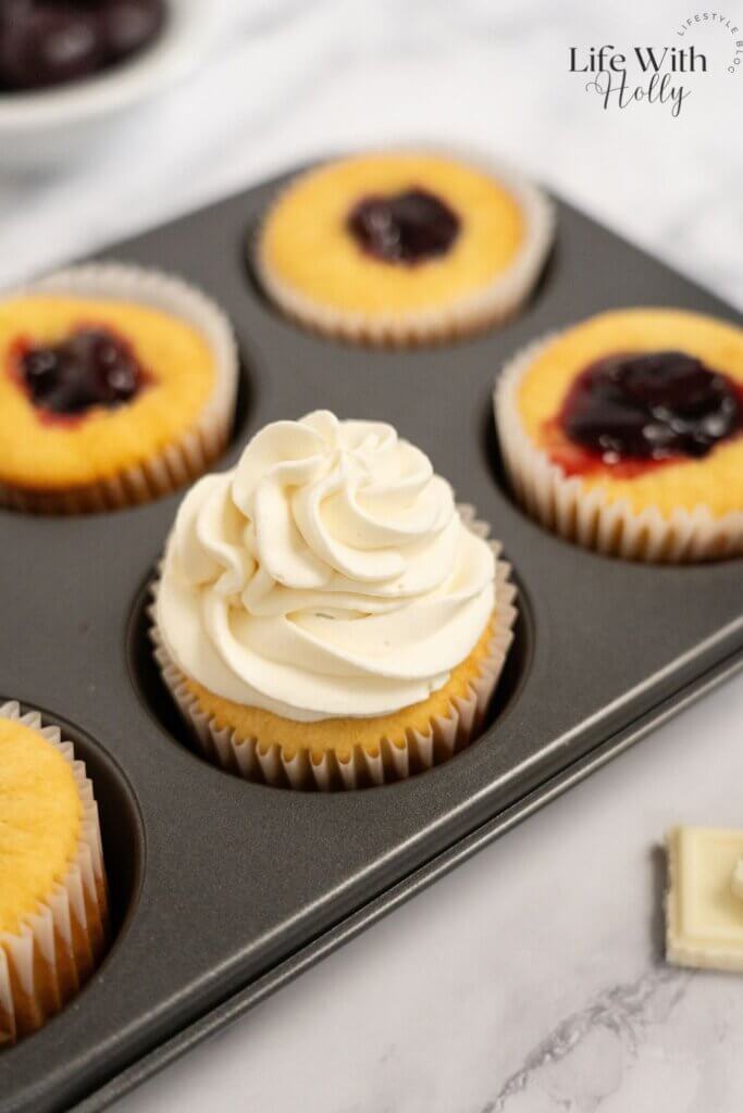 White chocolate cherry cupcakes
