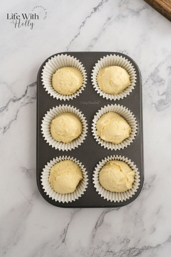 Cupcake batter in cases ready for baking
