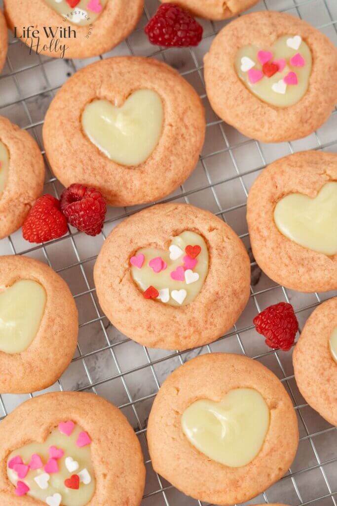 Raspberry White Chocolate Thumbprint Cookies, perfect for Valentine's Day